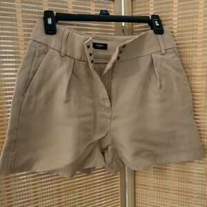 Express High Waist Satin Beige Shorts